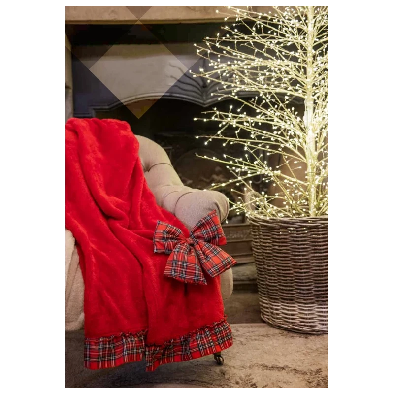 Blanc MariClò - Sherpa Plaid with Tartan Bow - Red
