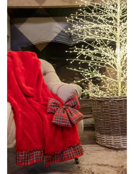 Blanc MariClò -  Plaid Sherpa Fiocco Tartan - Rosso