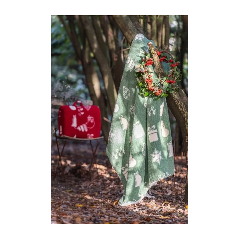 Blanc MariClò -  Plaid Sherpa Stampa Natalizia - Rosso