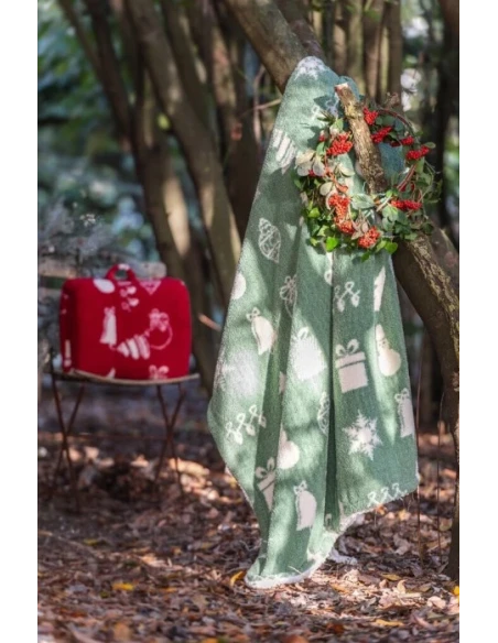 Blanc MariClò -  Plaid Sherpa Stampa Natalizia - Rosso