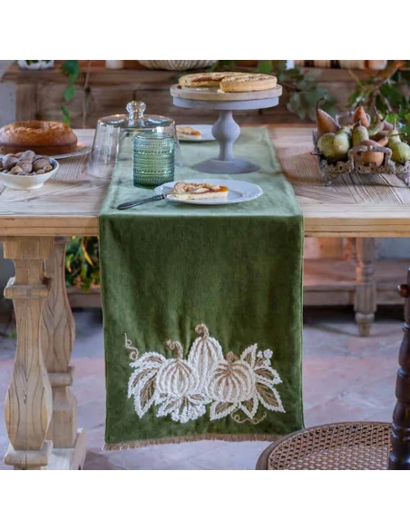 Blanc MariClò - Embroidered Pumpkin Dream Runner - 50 x 140 cm