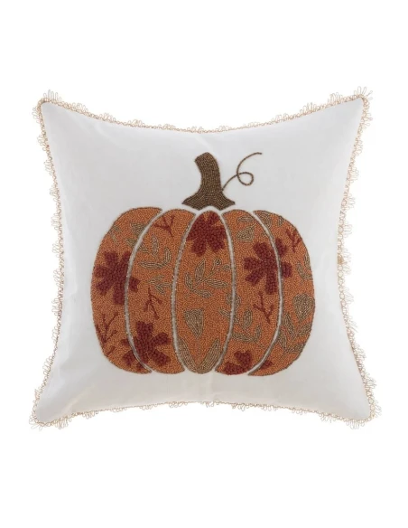 Blanc MariClò - Beaded Cushion Embroidered with Dream Pumpkins - 45 x 45 cm