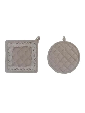 Blanc MariClò - Set of 2 New Infinity Pot Holders - Beige