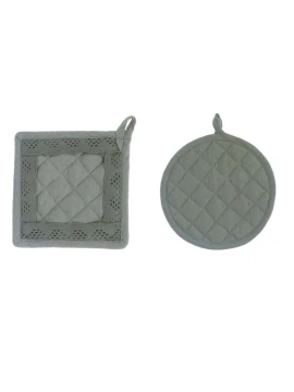 Blanc MariClò - Set of 2 New Infinity Pot Holders - Green