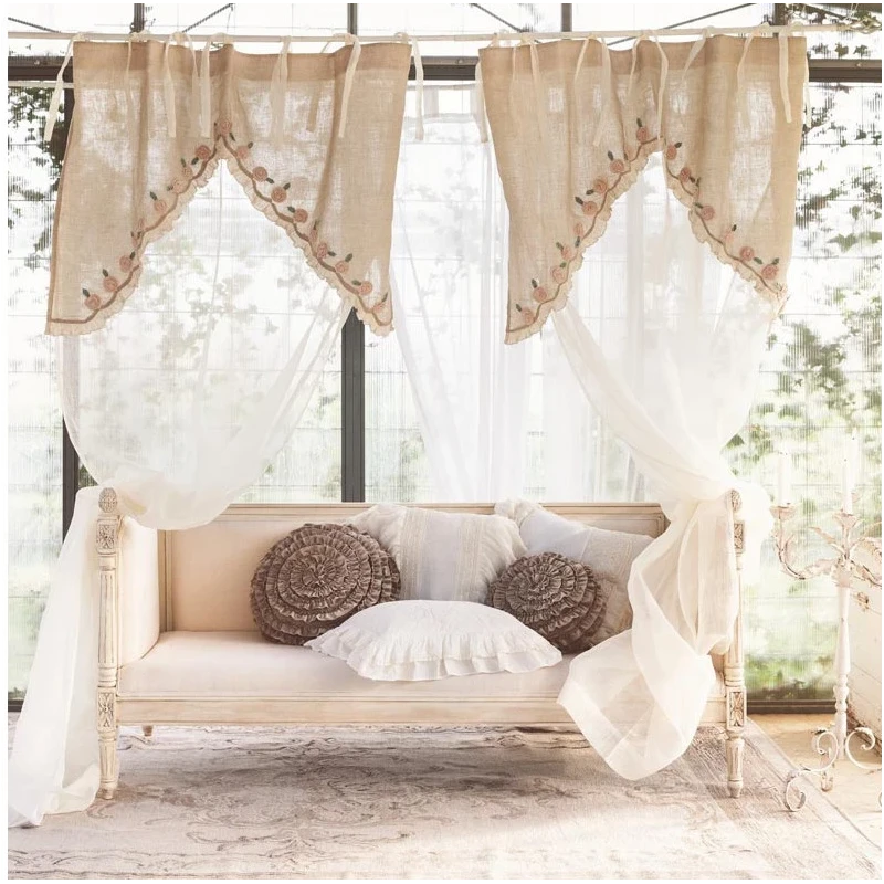 Blanc MariClò - Curtain with Valance and Flowers - Madama Butterfly