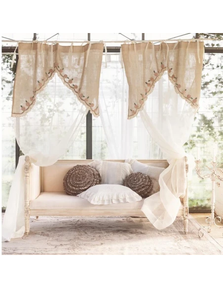 Blanc MariClò - Curtain with Valance and Flowers - Madama Butterfly