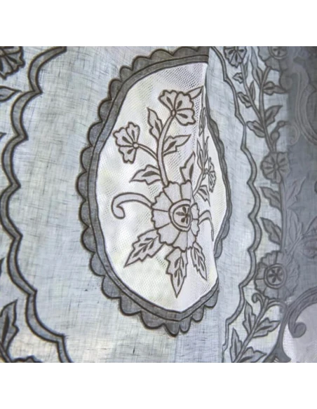 Blanc MariClò - Curtain with Central Medallion and  Embroidery - Dentelle