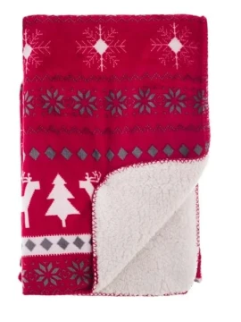 Blanc MariClò - Red Printed Sherpa Throw - 140 x 170 cm