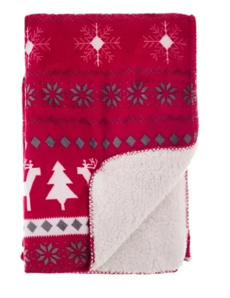 Blanc MariClò - Red Printed Sherpa Throw - 140 x 170 cm