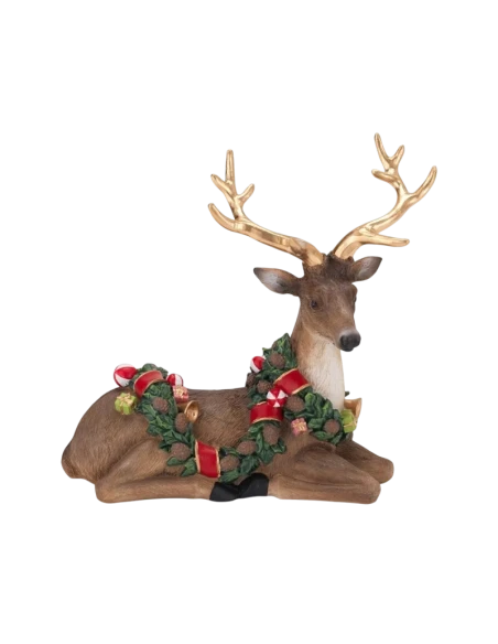 Henriette - Sitting Reindeer Decoration - H 25.5 cm