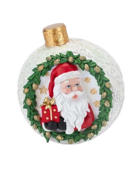 Henriette - Decorazione Sfera Babbo Natale - Bianco Perla