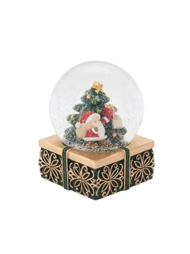 Henriette - Decorazione Globo Babbo Natale con Albero - Nero