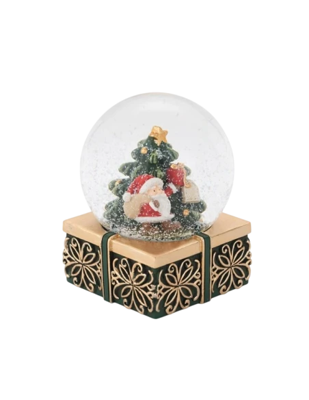 Henriette - Decorazione Globo Babbo Natale con Albero - Nero