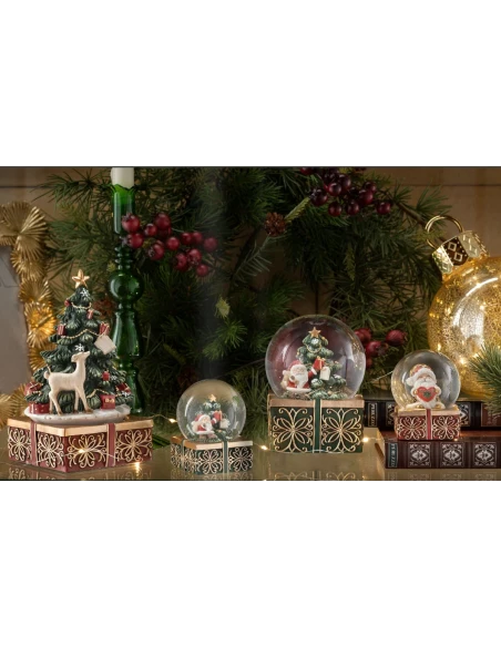 Henriette - Santa Claus Globe Decoration with Tree - Black