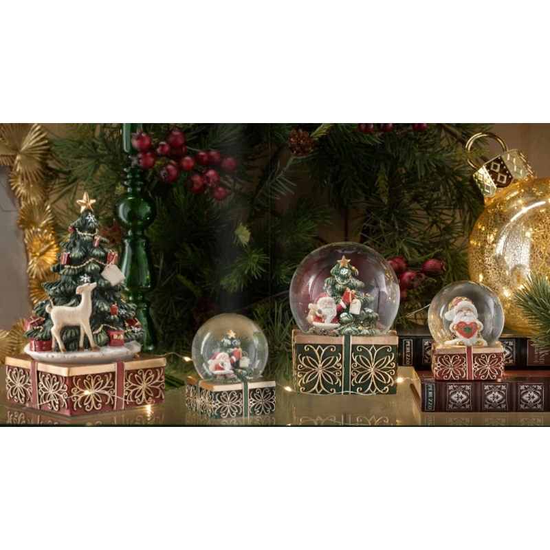 Henriette - Decorazione Globo Babbo Natale con Cuore - Rosso